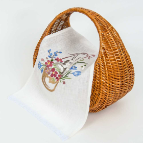 Серветка великодня Кролик вінтаж 55*33см (білий льон)