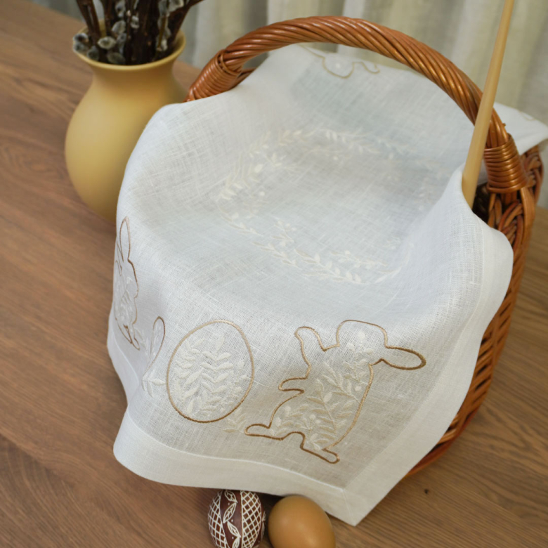 Серветка Великодній настрій 63х40см (білий льон) Фото № - 2