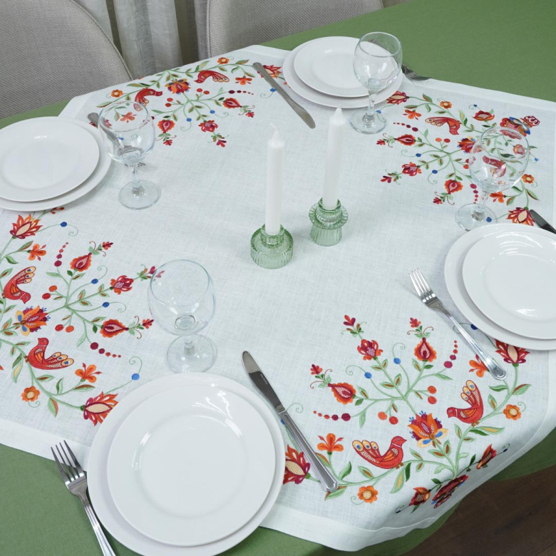 Серветка Дерево Життя 90х90 вар. 2 (білий льон) Фото № - 1