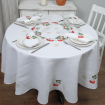 Вишита скатертина та 6 серветок Диво калинове d-180см (білий льон) Фото № - 2