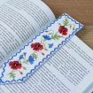 Закладка для книжки Маки з волошками синя (білий льон) Фото № - 4