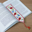 Закладка для книжки Маки з волошками червона (білий льон) Фото № - 2
