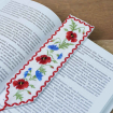 Закладка для книжки Маки з волошками червона (білий льон) Фото № - 4