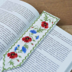 Закладка для книжки Маки з волошками салатова (білий льон) Фото № - 4