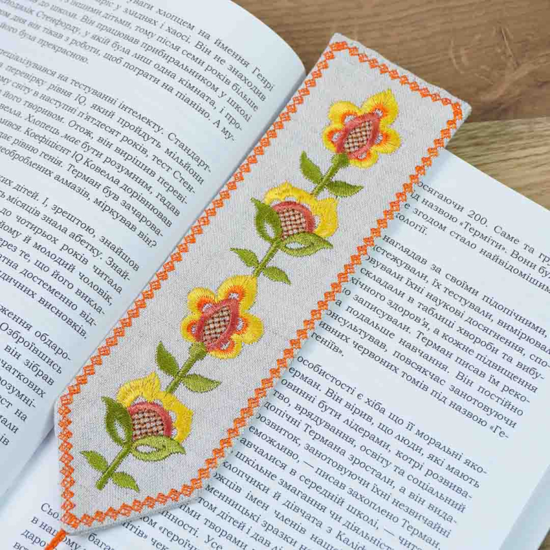 Закладка для книжки Соняшник (сірий льон) Фото № - 4