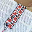 Закладка для книжки Троянди червоні (білий льон) Фото № - 4
