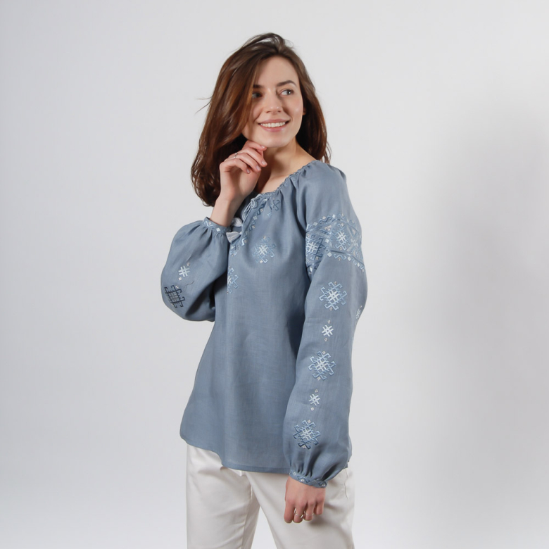 Сорочка жіноча Берегиня р.42 (синій льон) Фото № - 4